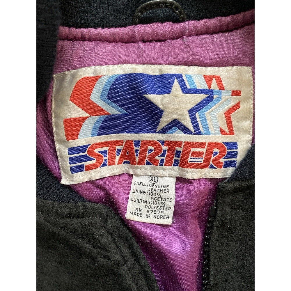 Vintage 90's‎ Starter Detroit Pistons NBA Leather Wool Varsity Jacket Men's XL - Picture 7 of 15
